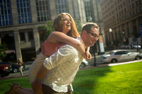 Allison & Tim's engagement: Copley Sq is their playground